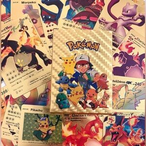 10 Random *FAN ART* Gold Foil Rare POKEMON CARDS